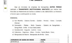 Bando Alcaldía. Horario transporte institucional con motivo das Eleccións ao Parlamento de Galicia o día 18 de febreiro de 2024
